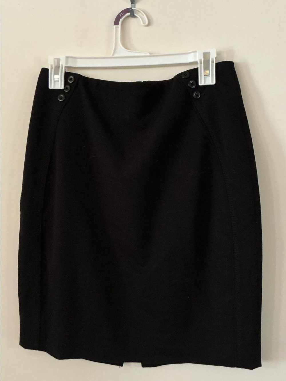 White House Black Market Black Pencil Skirt with Button Accents